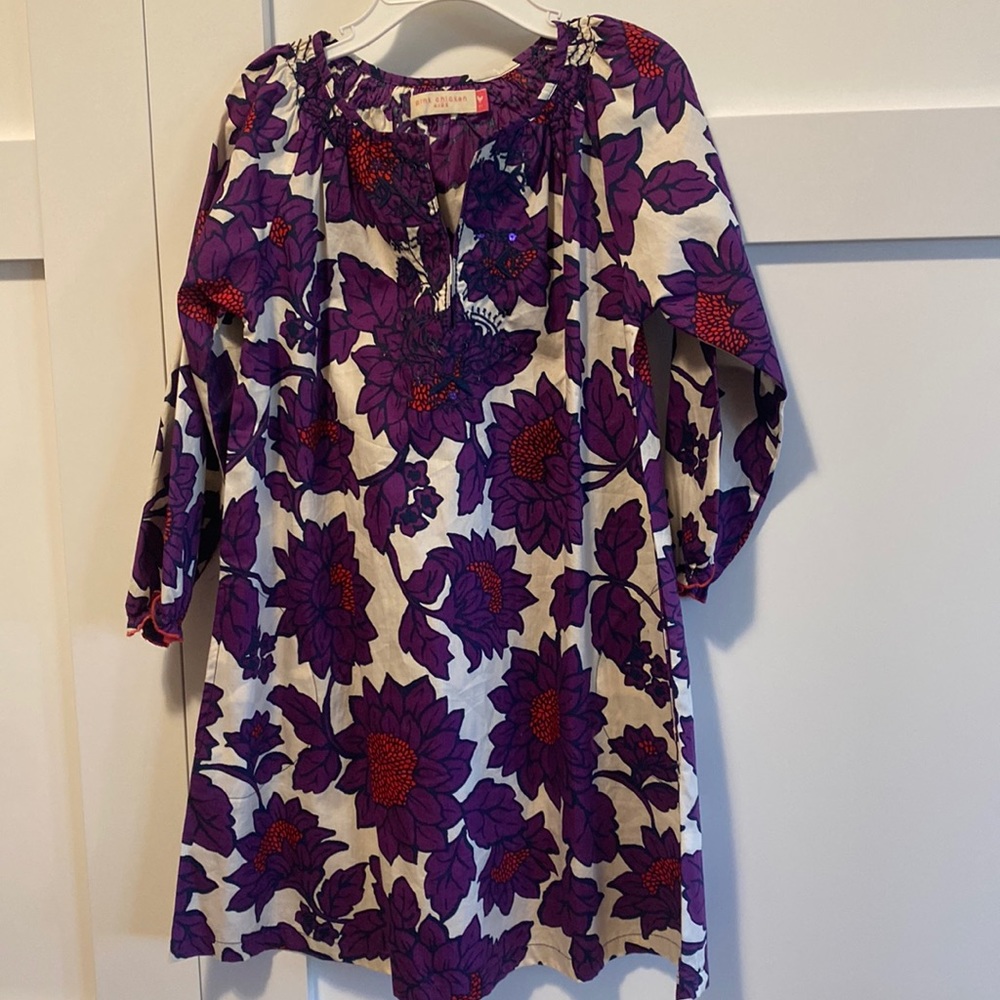 Pink chicken floral cotton dress